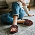 thumbnail image 5 of FUIALDOLG Red Bats Halloween Print House Slippers for Women with Arch Support Comfortable Cotton Indoor Slippers Slip on Open Toe Home Shoes, Size 7.5-8.5, 5 of 7
