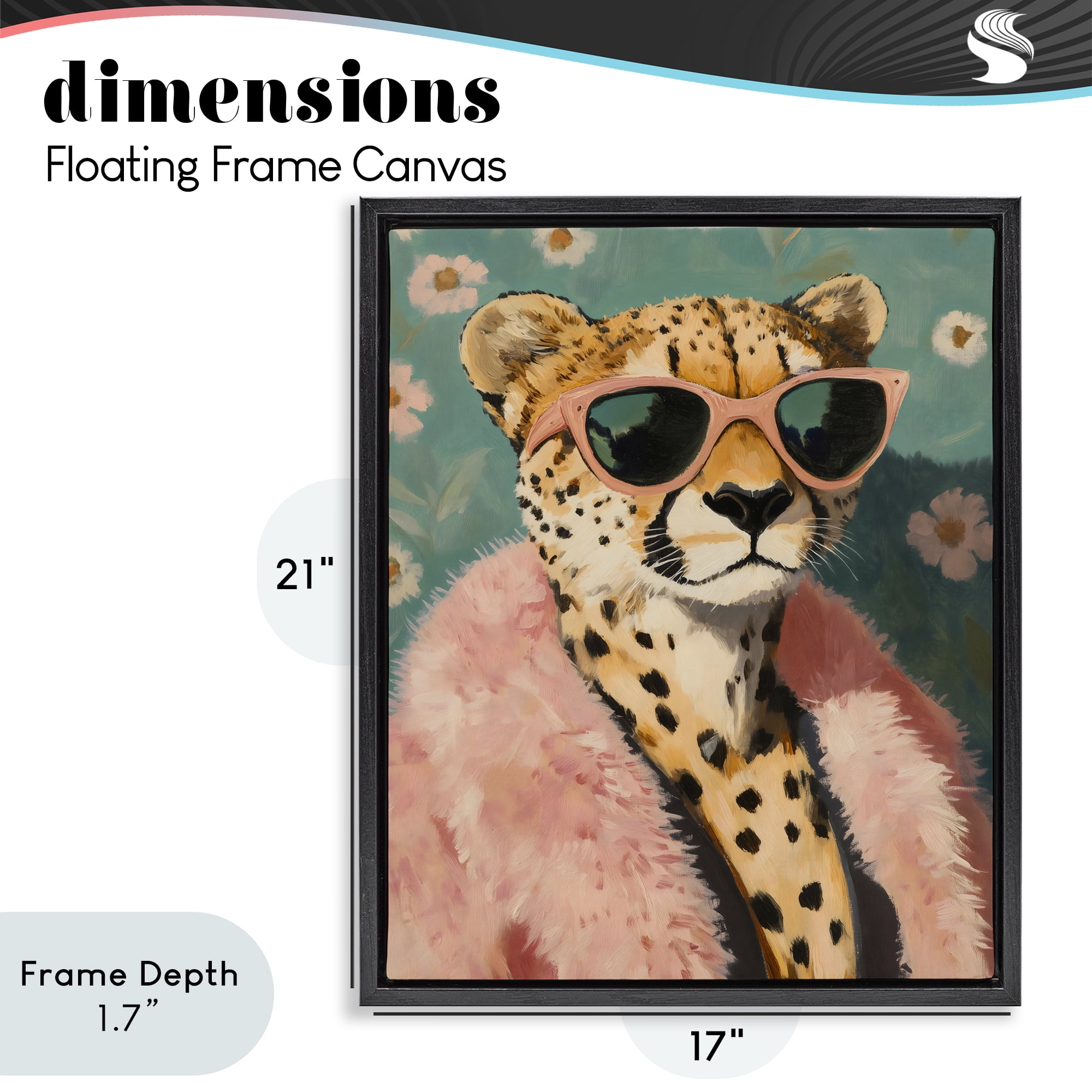 Stupell Industries Glam Cheetah in Pink Fur Black Framed Floater Canvas Wall Art, design by The Prints Vibe