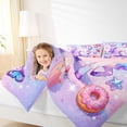 thumbnail image 4 of Homewish Dreamy Purple Unicorn Queen Comforter Set for Kids, Donut Cake Dessert Bedding Sets, Glitter Stars Butterfly Reversible Bedding Comforter Set, Microfiber Bedroom Decor, 3-Piece, 4 of 8