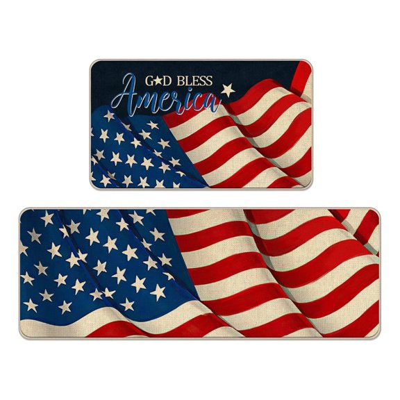 Patriotic Rugs Indoor,4th Of July Rugs Outside,American Flag Stars Eucalyptus Patriotic 4th Of July Kitchen Mats,Memorial Day Home Decor Kitchen Rugs for Floor,Independence Day Rugs,Summer Floor Mat