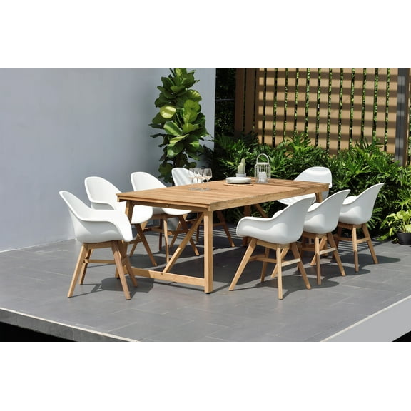 Amazonia Moonrise 9-Piece Teak Wood 100% FSC Patio Dining Set