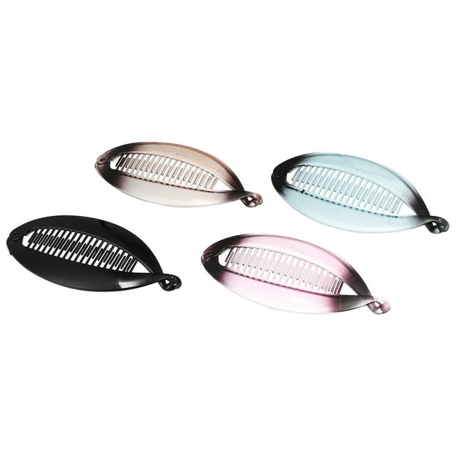 Unique Bargains 4 Pcs Pinces à Cheveux Banane Emboîtables Violet Bleu Noir Marron