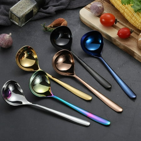 

huanledash 1Pc Household Stainless Steel Soup Scoop Noodle Spoon Kitchen Utensil Tableware