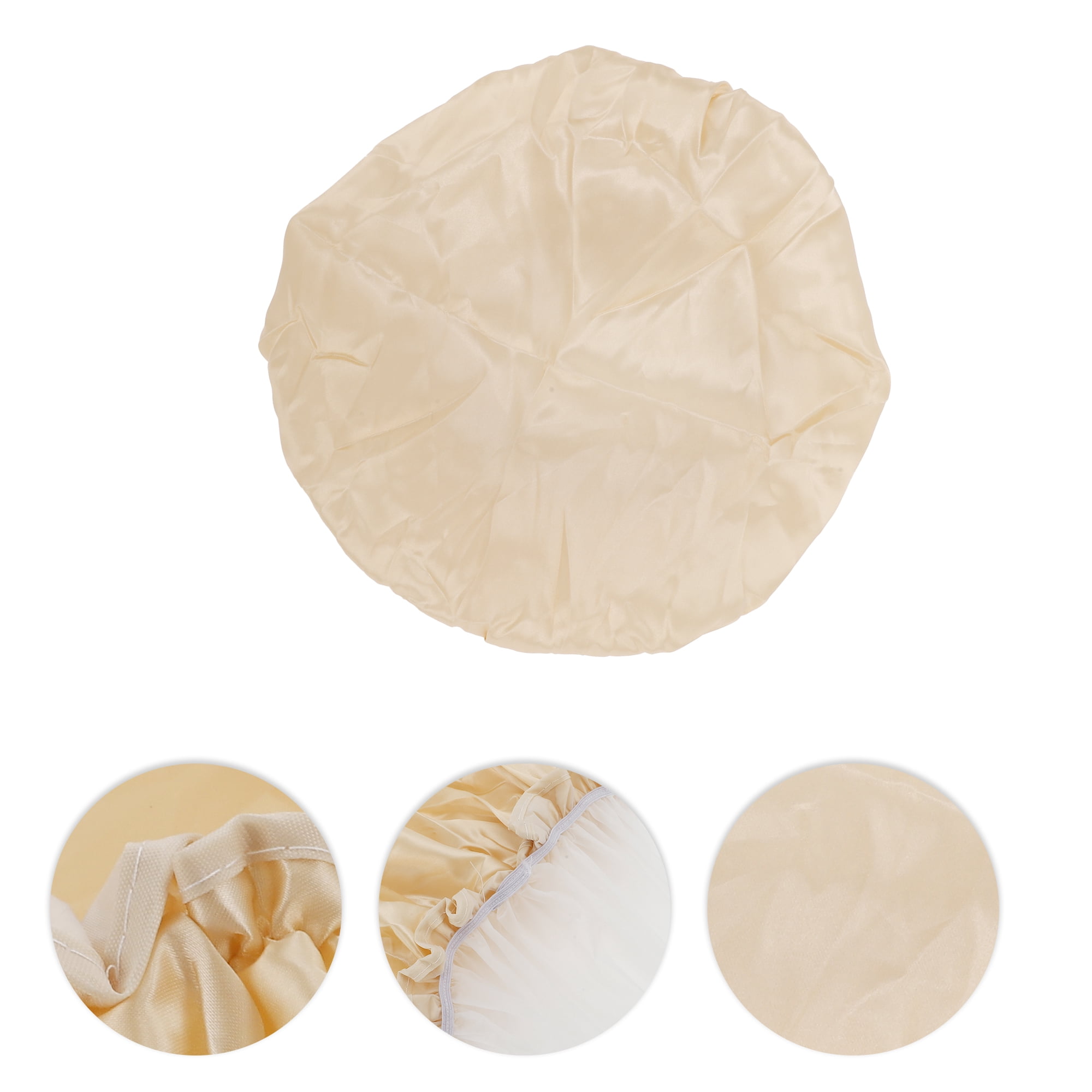 Unique Bargains Women Double Layer Shower Cap 1 Pc Champagne