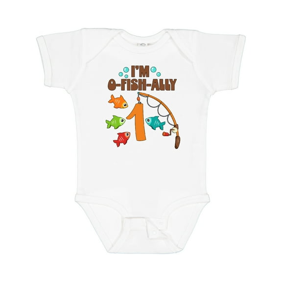 Inktastic I'm O-fish-ally One Fishing Birthday Boys or Girls Baby Bodysuit
