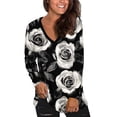 thumbnail image 4 of Womens Long Sleeve T Shirts Casual V Neck Graphic Printed Slim Fit Basic Tee Comfy Pullover Tunic Tops (S, Black), 4 of 7