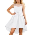 thumbnail image 2 of ZHOGXU Kids Girls Summer Dress Sleeveless Round Neck Solid Color Bow Belt Comfortable Fashion Dresses For Formal Occasions And Party Wear,White,5-6 Years, 2 of 5