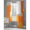 thumbnail image 3 of Burnt Orange Grey Sheer Curtains 84 Inch Length 2 Panels Set, Modern Geometric Oil Painted Abstract Voile Window Treatment Rod Pocket Curtains Sheers Drapes for Bedroom/Living Room/Kitchen 52"x84"x2, 3 of 7