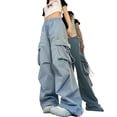thumbnail image 3 of Pantalones Cargo Y2K para mujer, pantalón informal de cintura alta con bolsillos grandes, estilo Hip Hop, ropa de calle femenina, chándal holgado con cordón, 3 of 3