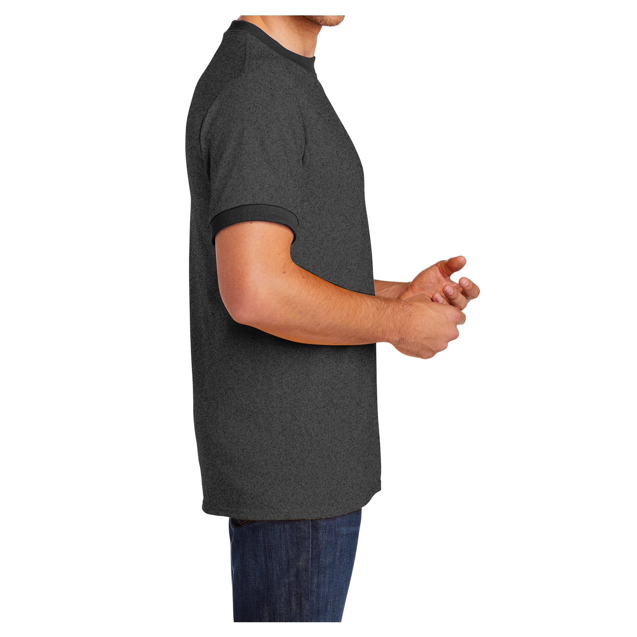 Mens Short Sleeve Core Cotton/Polyester Soft Classic Ringer Tee 