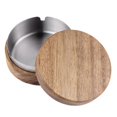 thumbnail image 1 of Wood Ashtrays with Lid Covered Windproof Ashtray with Stainless Steel Liner Indoor Outdoor Ash Tray,9 X 4cm, 1 of 5