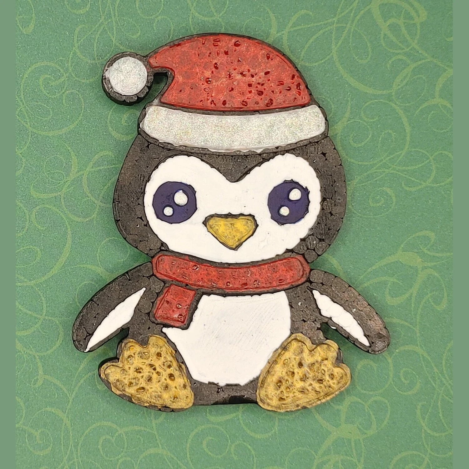 Baby Penguin with Santa Hat Silicone Freshie Mold