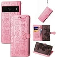 thumbnail image 2 of PU Leather Flip Wallet Case for Google Pixel 7, Cat Dog Cartoon Cute Style with ID Card Holder Phone Cover Case for Google Pixel 7 MG Pink, 2 of 7