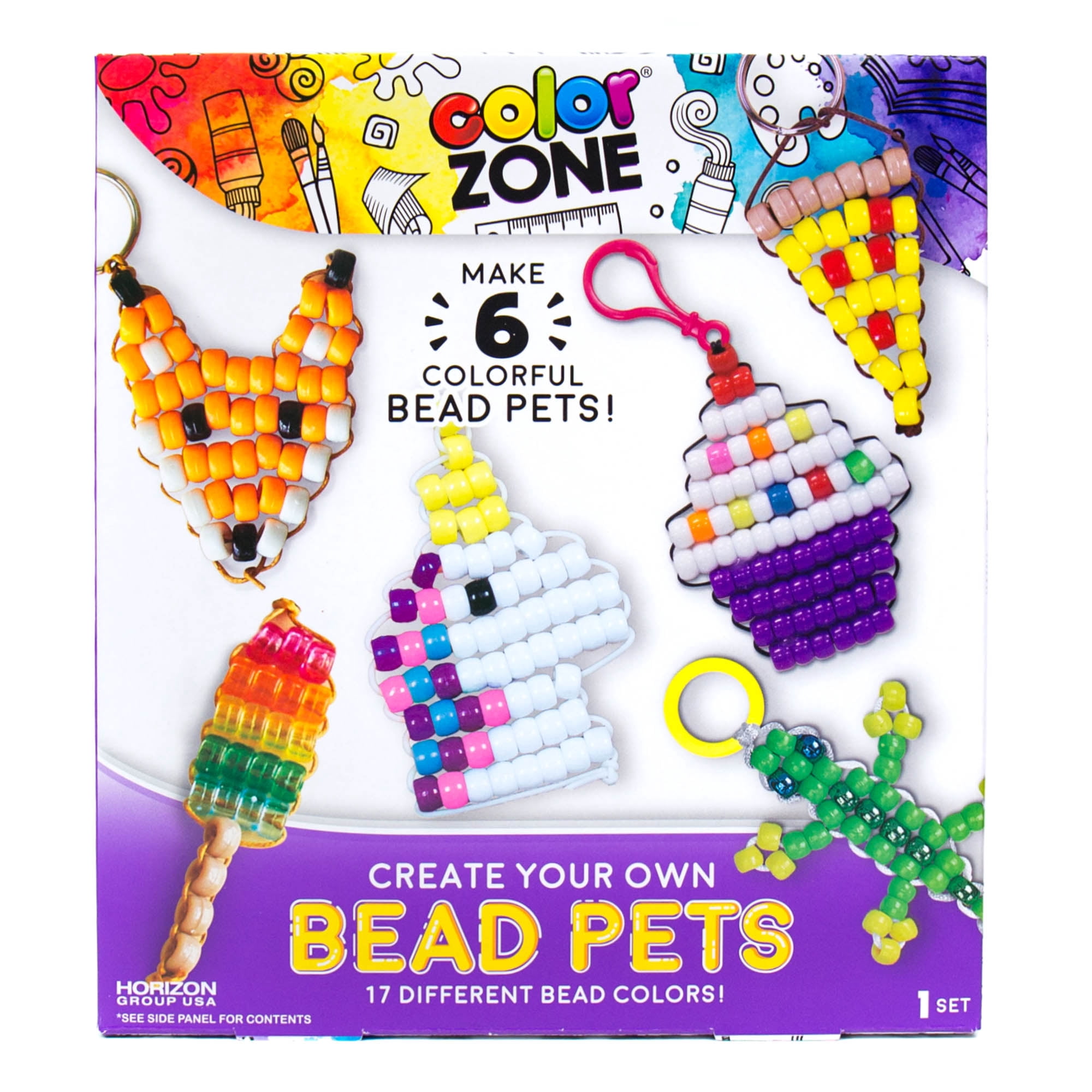 Color Zone Create Your Own Bead Pet Kit, 12 Pack
