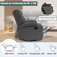 thumbnail image 3 of Mecedora reclinable giratoria, mecedora para guardería, reclinables pequeños para espacios pequeños, sala de estar, dormitorio, guardería, caravana, gris claro, 3 of 9