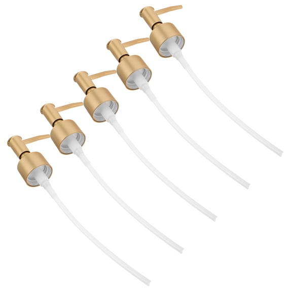 LOLIPPYY 5Pcs Reusable Plastic Lotion Pump Replacement for Soap Dispensers with Leakproof Seal Golden