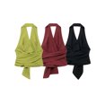 thumbnail image 4 of HH TRAF 2024 Tops sexys de calle para mujer, cuello en V sólido, sin mangas, espalda descubierta, cremallera lateral decorada, tops de verano para mujer, moda de 3 colores, 4 of 5