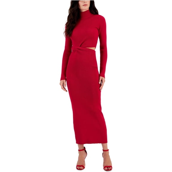 Rachel Roy Womens Tie Front Sweater Dress, Red, Large