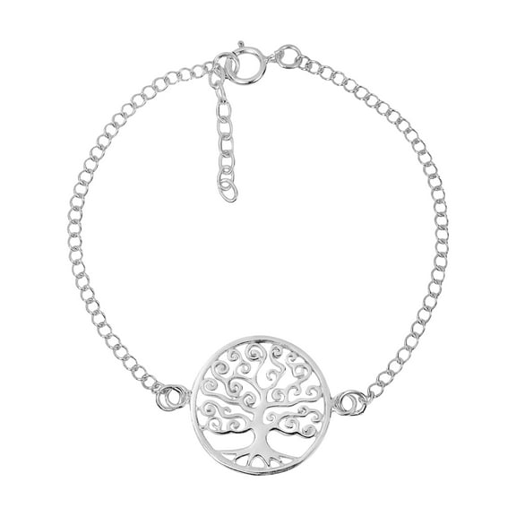 Fruitful Swirl Tree of Life .925 Sterling Silver Link Bracelet