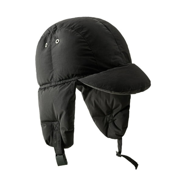 Sombrero con orejeras para mujer, sombrero de trampero de moda, gorra de béisbol, sombrero relleno para Negro
