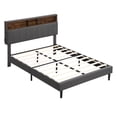 thumbnail image 4 of Upholstered Platform Bed with Storage Headboard and USB Port, Linen Fabric Upholstered Bed Grey - Full, 4 of 5
