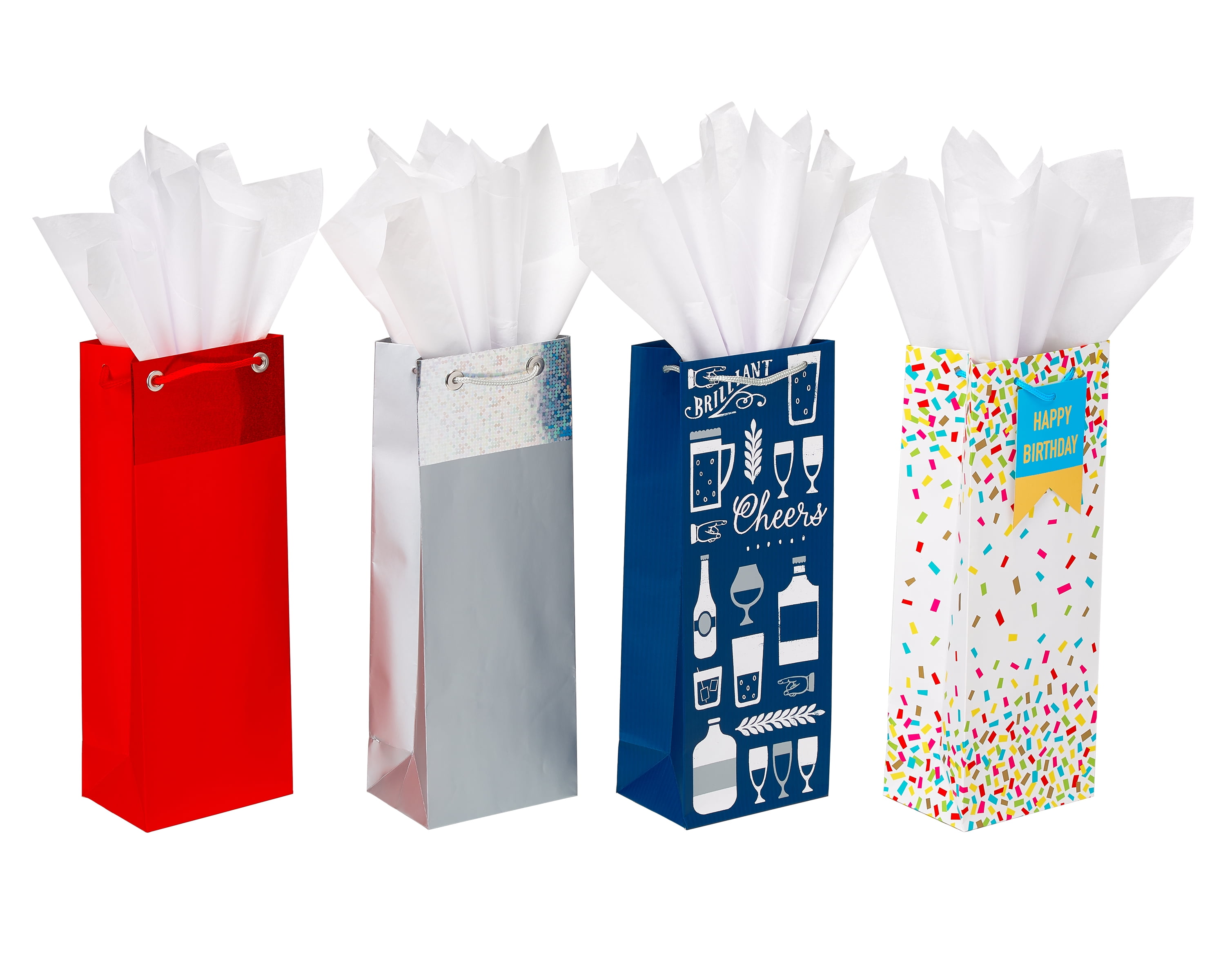 American Greetings Beverage Bag and White Tissue Paper, 4 Count