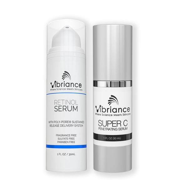 Vibriance Dynamic Duo Skincare Bundle | Super C Vitamin Serum, Retinol Skin Care Set - Age-Defying Night and Day Retinol and Vitamin C Serum for Face Routine Skincare Kit