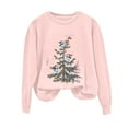 thumbnail image 6 of Kaprioy Sweatshirts for Women Snow Tree Prints Fall Fashion Clothing Long Sleeve Shirt Christmas Gift Pullover Tops Pink, M, 6 of 6