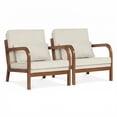 thumbnail image 1 of Gymax 2PCS Linen Fabric Upholstered Armchair w/ Lumbar Pillow Removable Back Beige, 1 of 10