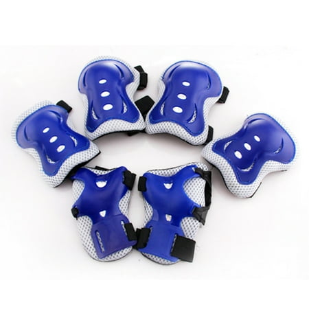Kids Roller Skates Gear 6Pcs Kids Sports Protective Gear Knee Pads Elbow Pads Wrist Guards for Roller Skating Safety Protection Color:Blue ()