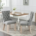 thumbnail image 2 of PORKISS Gray Dining Chairs Set of 2, Flax Upholstered Tufted Dining Room Chair with Back Ring and Nailhead Trim, Modern Velvet Chairs with Solid Wood Legs for Kitchen, 2 of 10