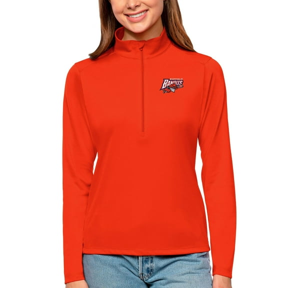 Women's Antigua Orange Buffalo Bandits Tribute Quarter-Zip Pullover Top