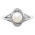 thumbnail image 5 of 925 Sterling Silver Rhodium-plated Diam. & FW Cultured Pearl Ring Size: 9; for Adults and Teens; for Women and Men, 5 of 5