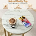 thumbnail image 4 of C Shaped Marble Side Table with Gold Metal Frame, Slide Under Sofa, Space Saving Accent Table for Living Room Bedroom, 4 of 8