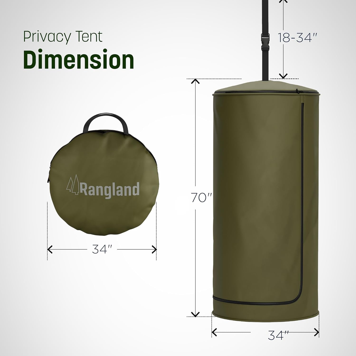 Rangland Portable Changing Room Tent - Instant Pop Up Privacy Pod with Suction Cup for SUV Liftgate, for Camping, Shower, Beach and Toilet Stall (carrying bag Included) Green