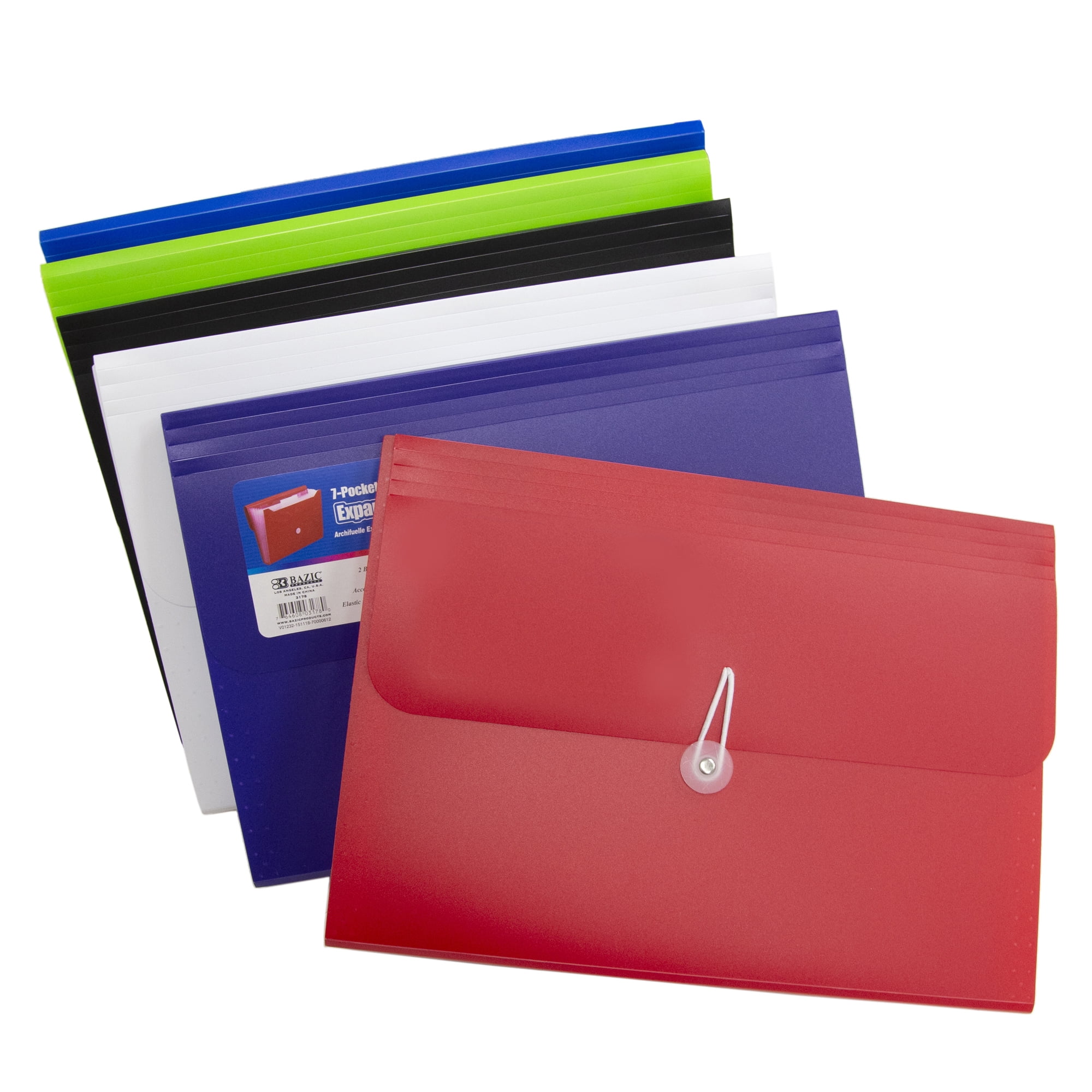 BAZIC Expanding File Folder 7 Pockets A-Z Monthly Tab, Document Envelopes 12-Pack