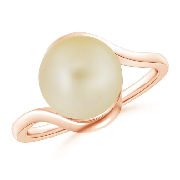 ANGARA Golden South Sea Cultured Pearl Solitaire Bypass Ring in 14K Rose Gold for Women | June Birthstone, Birthday, Anniversary, Jewelry Gift for Women | Pearl Ring