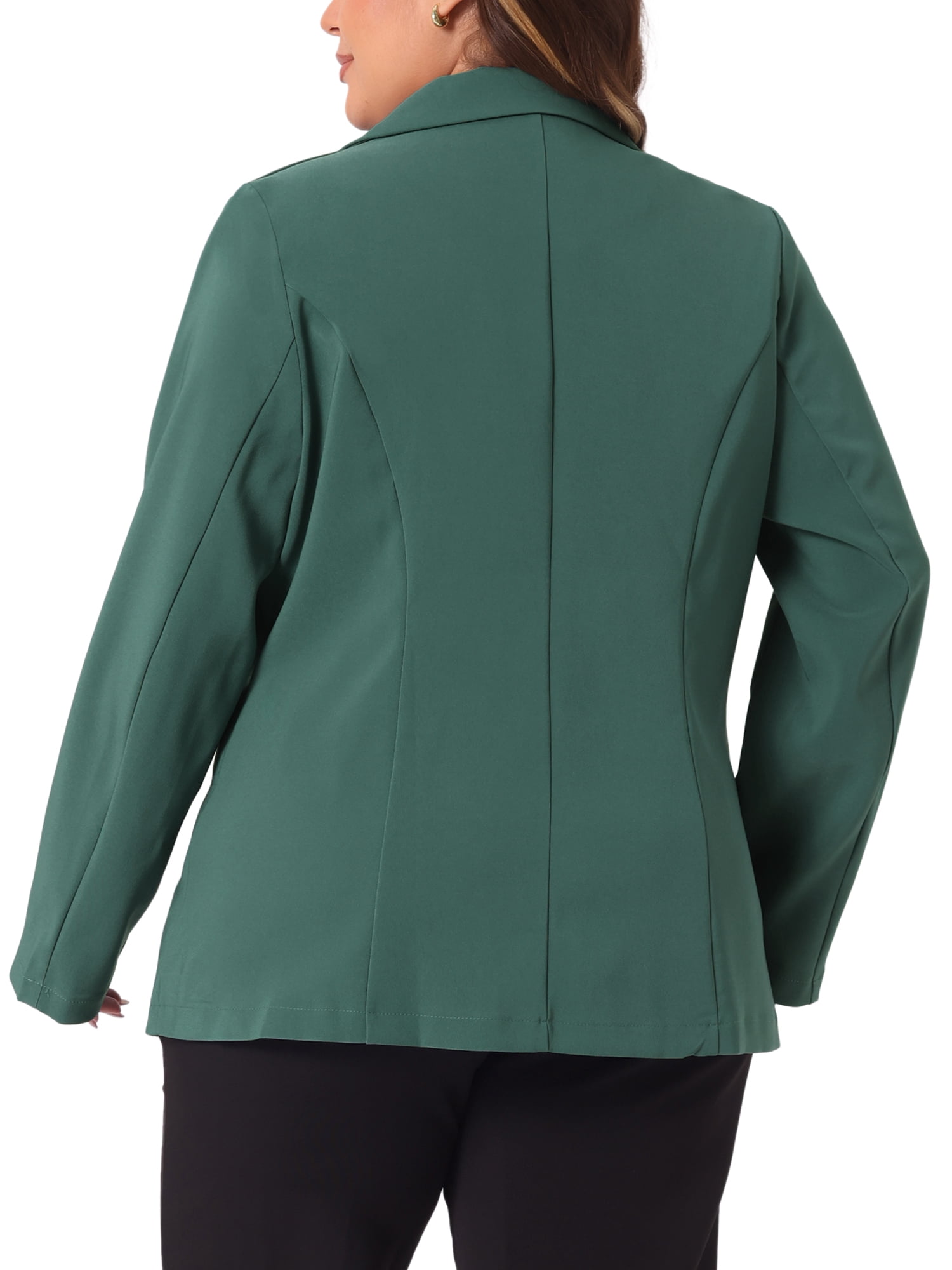 DARING DIVA Women's Plus Size Lapel Button Business Casual Suit Jacket 4X Dark Green
