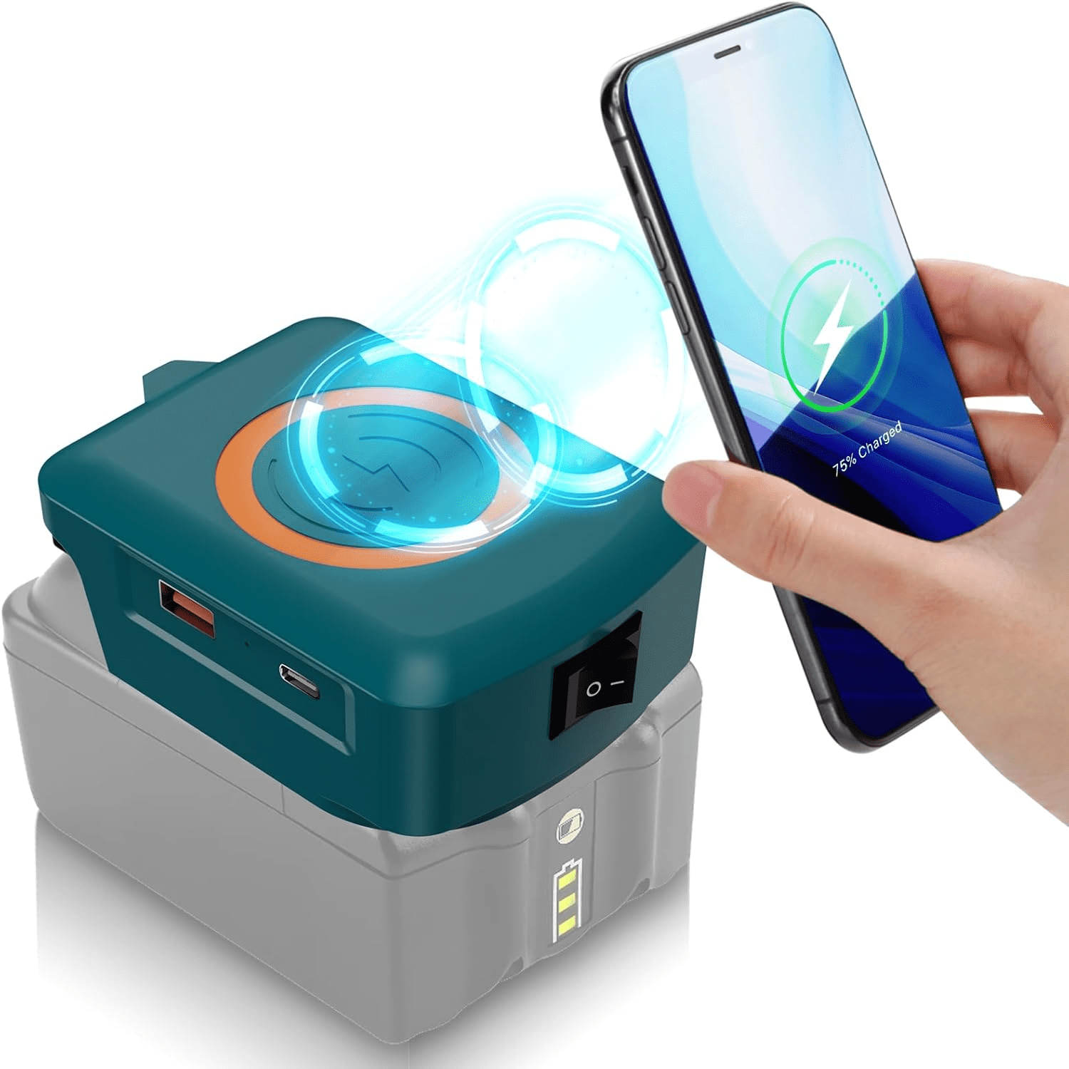 Wireless Phone Charger For Hitachi 18V Li-ion Battery Phone Charger with USB Port and TYPE C Port