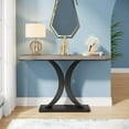 thumbnail image 3 of BOBOKY Industrial Console Table, 40 inch Narrow Entryway Foyer Table with Geometric Base, Rustic Hallway Accent Table for Living Room, Entrance,Gray and Black, 3 of 7