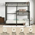 thumbnail image 5 of 3 In 1 Metal Bunk Bed, Twin Size L Shaped Triple Bunk Bed with Guardrails, Black, 5 of 7