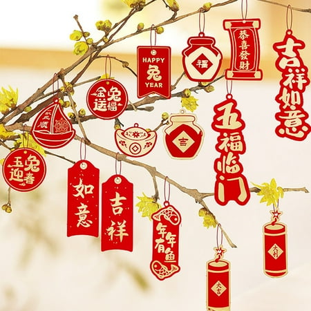 

Chinese Spring Festival Pendants Set Rabbit Year Room Decorations for Shopping Malls Restaurants