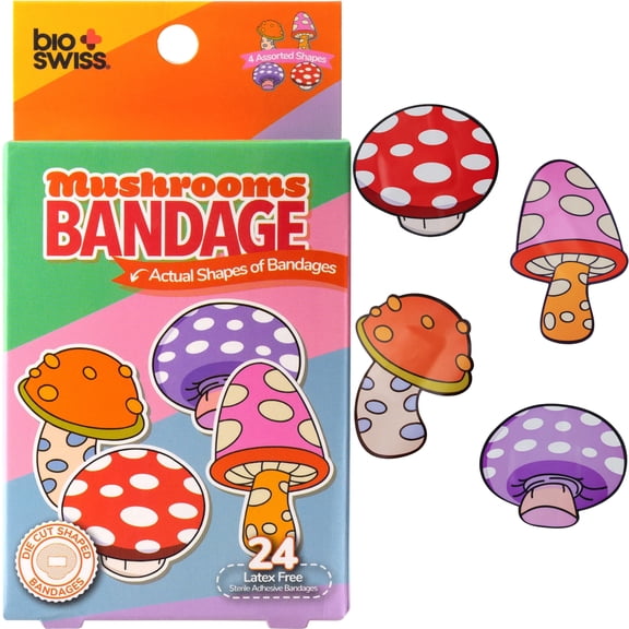 BioSwiss Mushroom Bandages, 24 Count