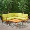 thumbnail image 3 of Noble House Perla 6-Pc Outdoor Wood Chat Set with Green Water Resistant Cushions, 3 of 4