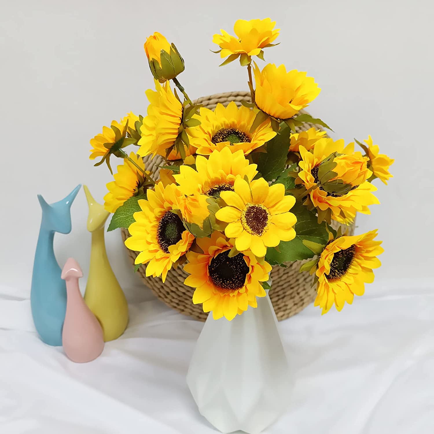 Ukeler 4 Bunches of Artificial Sunflowers Bouquets with Stems Silk ...