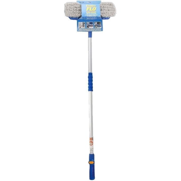 Ettore Extend-A-Flo Auto Wash Brush; 10-inch Flo-Brush and 72-inch Handle — Interior & Exterior Use, Professional Finish
