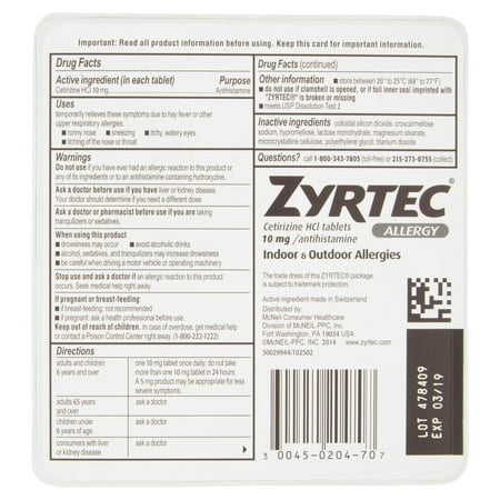 What are some warnings about Zyrtec?