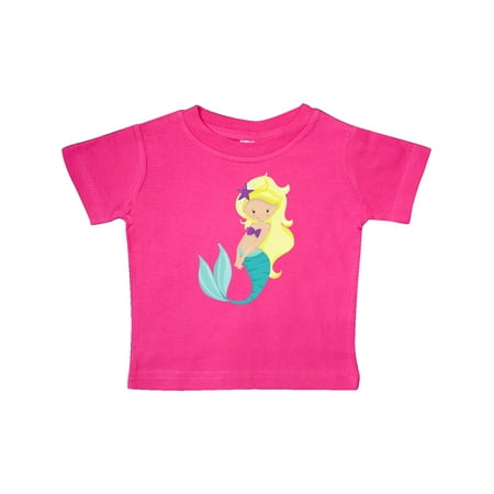 

Inktastic Cute Little Mermaid Blonde Hair Purple Sea Star Gift Baby Girl T-Shirt