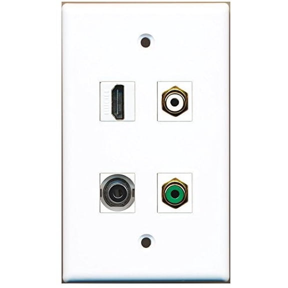 RiteAV - 1 Port HDMI 1 Port RCA White 1 Port RCA Green 1 Port 3.5mm Wall Plate
