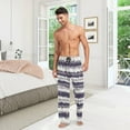 thumbnail image 3 of FREEAMG Men's Pajama Pants with Pockets Sleepwear Lounge Pants Stretch Casual Ethnic Stripes, 3 of 7